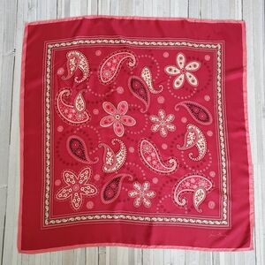 Vera Bradley Designer 100% Silk 27" Square Scarf Mesa Red Paisley Bandana Print